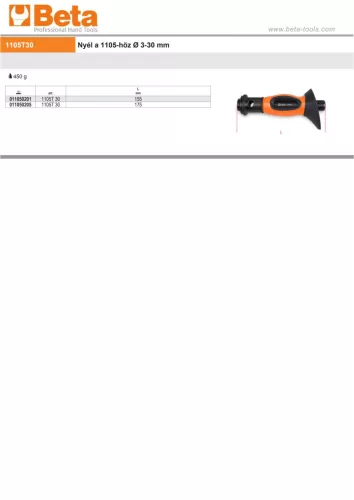 Beta 1105T30 Nyél a Beta 1105 tomítéskovágóhoz Ø 3-30 mm-ig