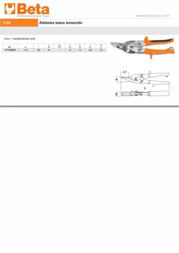 Beta 1124 Áttételes balos lemezolló