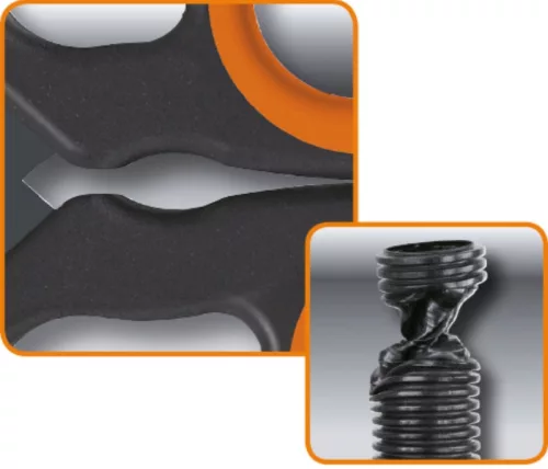 Beta 1128BAXHS Kettős hatású villanyszerelő olló, lépcsős profil, rozsdamentes acél, DLC bevonat 150mm H-SAFE