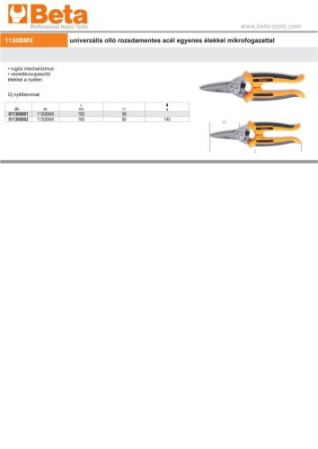 Beta 1130BMX Univerzális olló rozsdamentes acél egyenes élekkel mikrofogazattal 185mm