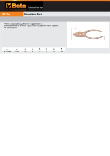 Beta 1137BA Csupaszoló fogó 185mm szikramentes