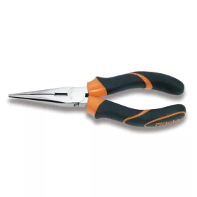   Beta 1166BM Egyenes extra hosszú félkerekcsőrű fogó, krómozott, gumibetétes műanyag szárral 160mm