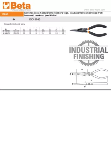 Beta 1166G 200 Extra hosszú félkerekcsőrű fogó