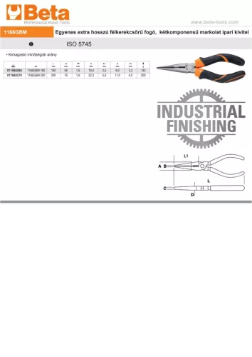 Beta 1166GBM 160 Extra hosszú félkerekcsőrű fogó