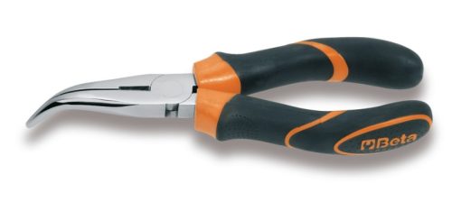 Beta 1168BM Hajlított extra hosszú félkerekcsőrű fogó, krómozott, gumibetétes műanyag szárral 200mm