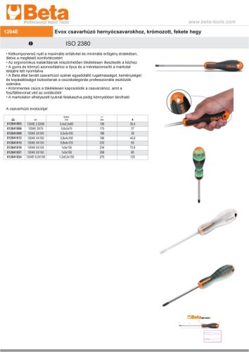 Beta 1204E Csavarhúzó hasítottfejű 5X125mm