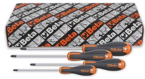 Beta 1209E/PZ-S4 4 darabos Evox csavarhúzó készlet Pozidriv®-Supadriv® csavarokhoz, krómozott, fekete hegy (1209E)