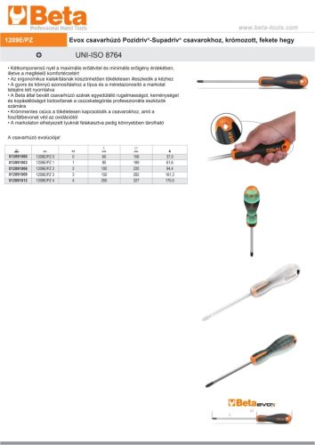 Beta 1209E Csavarhúzó Pozidriv® fejű PZ3x150mm