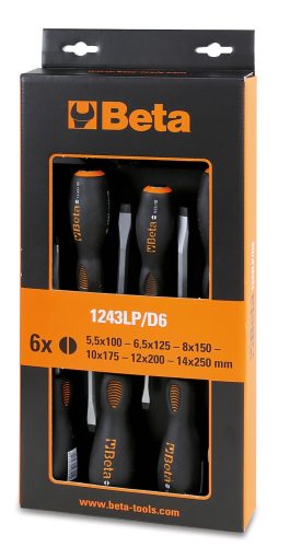 Beta 1243LP/D6 6 darabos acélfejű csavarhúzó készlet hasítottfejű csavarokhoz (1241)