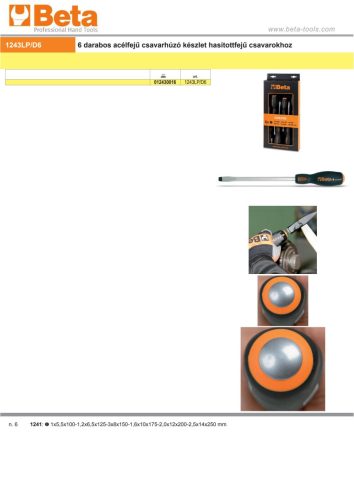 Beta 1243LP/D6 6 darabos acélfejű csavarhúzó készlet hasítottfejű csavarokhoz (1241)