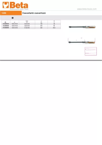 Beta 1250 3X125 Csavartartó csavarhúzó