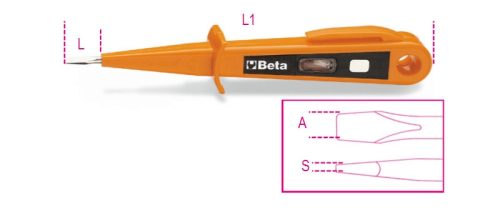Beta 1253A Fáziskereső csavarhúzó - 125/250V, dupla szigeteléssel, 0,5x3x15