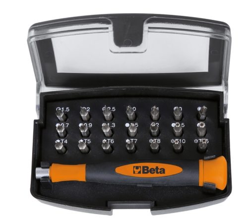 Beta BW 1256/C21-1 21 darabos csavarhúzóbetét készlet mágneses betéttartóval, zsebben hordható tokban