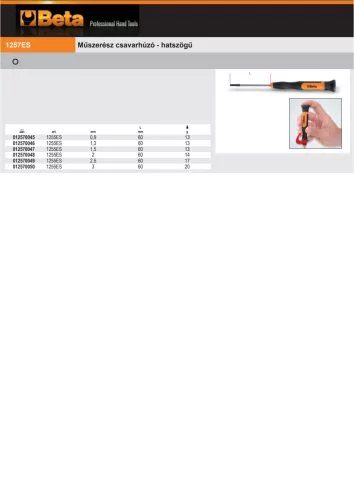 Beta 1257ES Műszerész csavarhúzó - hatszögű 2mm