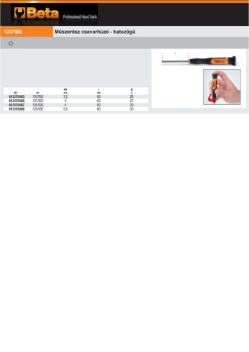 Beta 1257BE Műszerész csavarhúzó - hatszögű 3,2mm