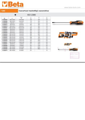 Beta 1260 2,5X75 Csavarhúzó hasítottfejű csavarokhoz