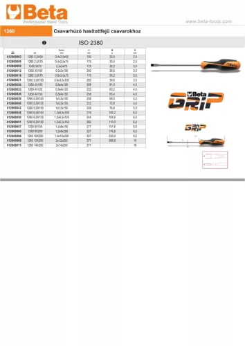 Beta 1260 3,5X100 Csavarhúzó hasítottfejű csavarokhoz