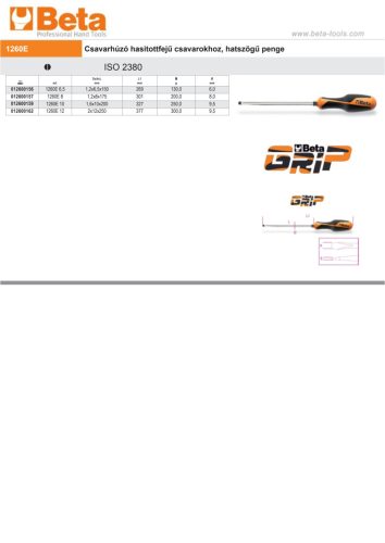 Beta 1260E 6,5 Csavarhúzó hasitottfejű csavarokhoz, hatszögű penge
