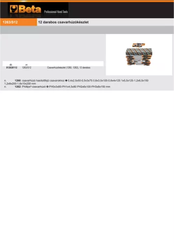 Beta 1263/S12 12 részes csavarhúzókészlet (1260, 1262)