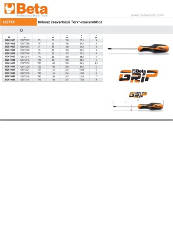 Beta 1267TX 06 Imbusz csavarhúzó Torx®-csavarokhoz