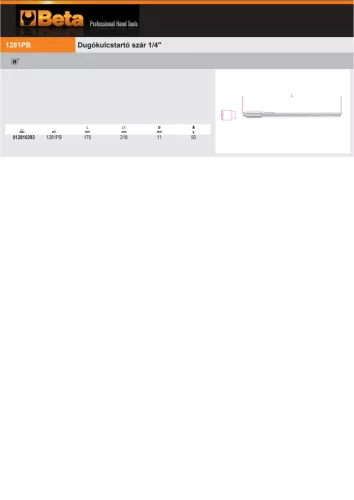 Beta 1281PB Dugókulcstartó szár 1/4"