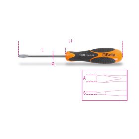   Beta 1290INOX Csavarhúzó hasítottfejű csavarokhoz, nemesacél 0.4x2.5x50mm