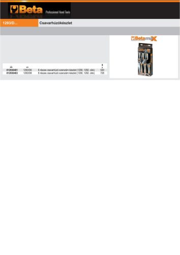 Beta 1293/D6 6 részes csavarhúzó szerszám készlet (1290, 1292)