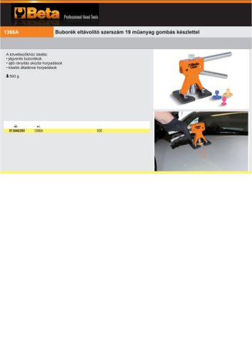 Beta 1366A Buborék eltávolító szerszám 19 műanyag gombás készlettel
