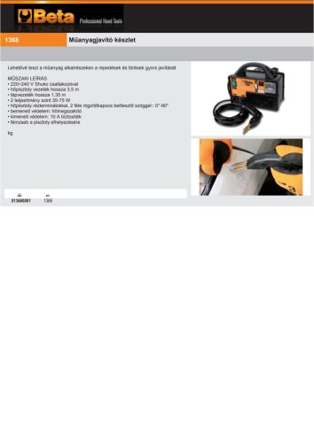 Beta 1368 Műanyagjavító készlet