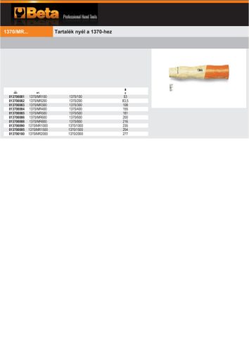 Beta 1370MR Tartalék nyél az 1370-es kalapácshoz 1000g
