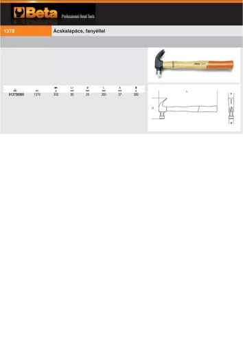 Beta 1375 Ácskalapács, fanyéllel