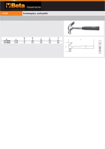 Beta 1375B Ácskalapács, acélnyéllel 16mm