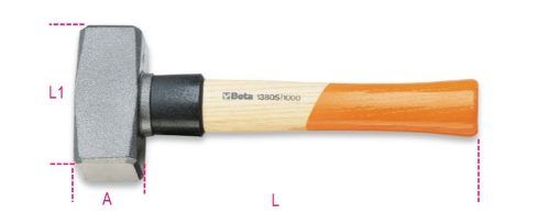 Beta 1380S Ráverő kalapács nyélvédővel, fanyéllel 1250g