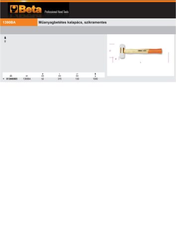 Beta 1390BA Műanyagbetétes kalapács, 52mm szikramentes