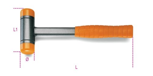 Beta 1392 Ütéselnyelő műanyag kalapács, cserélhető végekkel, acélnyéllel 50mm
