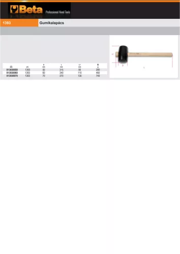 Beta 1393 Gumikalapács 60mm
