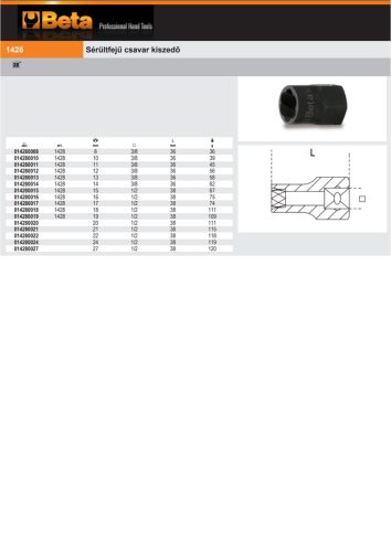 Beta 1428 Sérültfejű csavar kiszedő 27mm