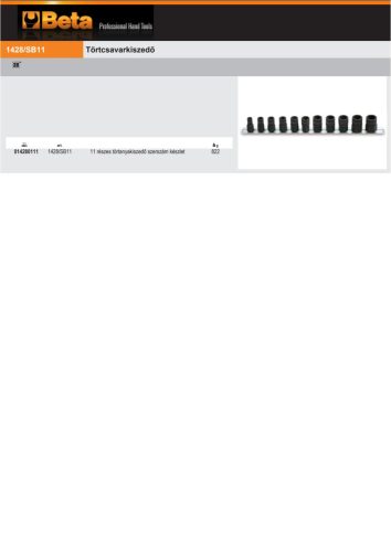 Beta 1428/SB11 11 részes törtanyakiszedő szerszám készlet (1428) tartón