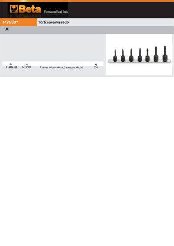 Beta 1429/SB77 részes törtcsavarkiszedő szerszám készlet (1429) tartón