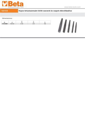 Beta 1431/C5  Kúpos lehúzó szerszám törött csavarok és csapok eltávolításához