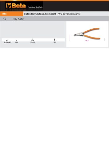 Beta 1458 Biztosítógyűrűfogó, krómozott, PVC-bevonatú szárral