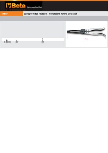 Beta 1460F Szeleptömítés kiszedő, nikkelezett, fekete pofákkal