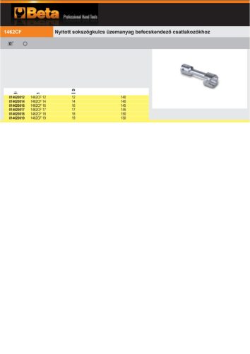 Beta 1462CF Nyitott sokszögkulcs üzemanyag befecskendező csatlakozókhoz 12mm