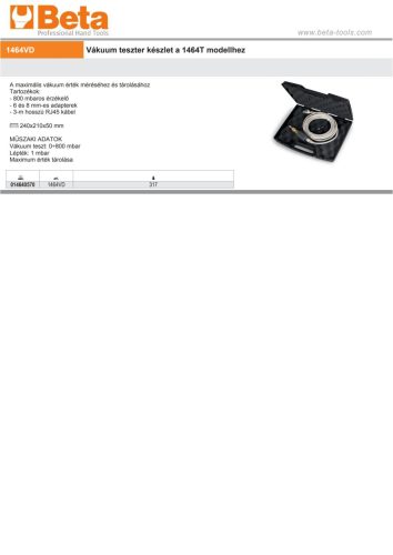 Beta 1464VD Vákuum teszter készlet a Beta 1464T modellhez