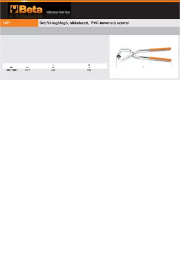 Beta 1471 Dobfékrugófogó, nikkelezett, PVC-bevonatú szárral