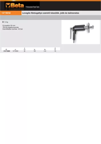 Beta 1471M/50 Levegős fékdugattyú szerelő készülék, jobb és balmenetes