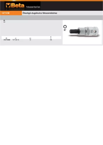 Beta 1471CM 1/2"-s Ötszögű-dugókulcs fékszereléshez 10mm