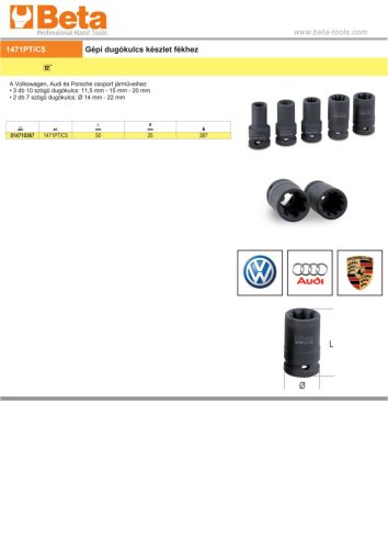 Beta 1471PT/C5 Gépi dugókulcs készlet fékhez
