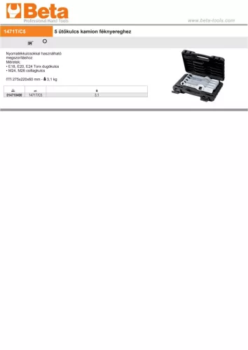 Beta 1471T/C5 5 részes ütőkulcs kamion féknyereghez