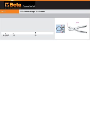 Beta 1472 Tömlőbilincsfogó, nikkelezett